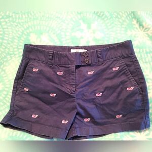 Vineyard Vines navy blue shorts with hot pink whales size 6